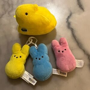 Peeps Yellow and Blue Plush Bunny and Chick Bundle Set
